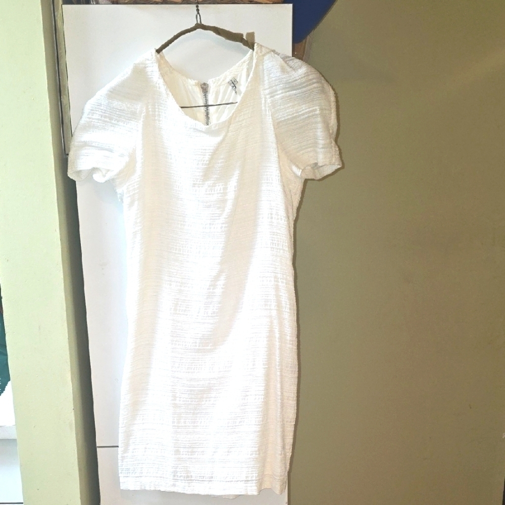 IRO White Textured Mini Dress Tulip Short Sleeve Jacqueta Xs